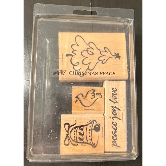 1995 Stampin Up! Christmas Peace Wood Mounted Rubber Stamp Set - Picture 2 of 3